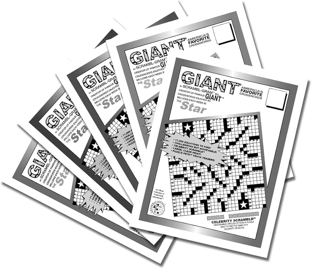 Giant Star Crossword By Puzzle Buffs 5 For 25 Inc A Puzzle Buffs Publication By Scrambl Gram 9798988638100 Amazon Books