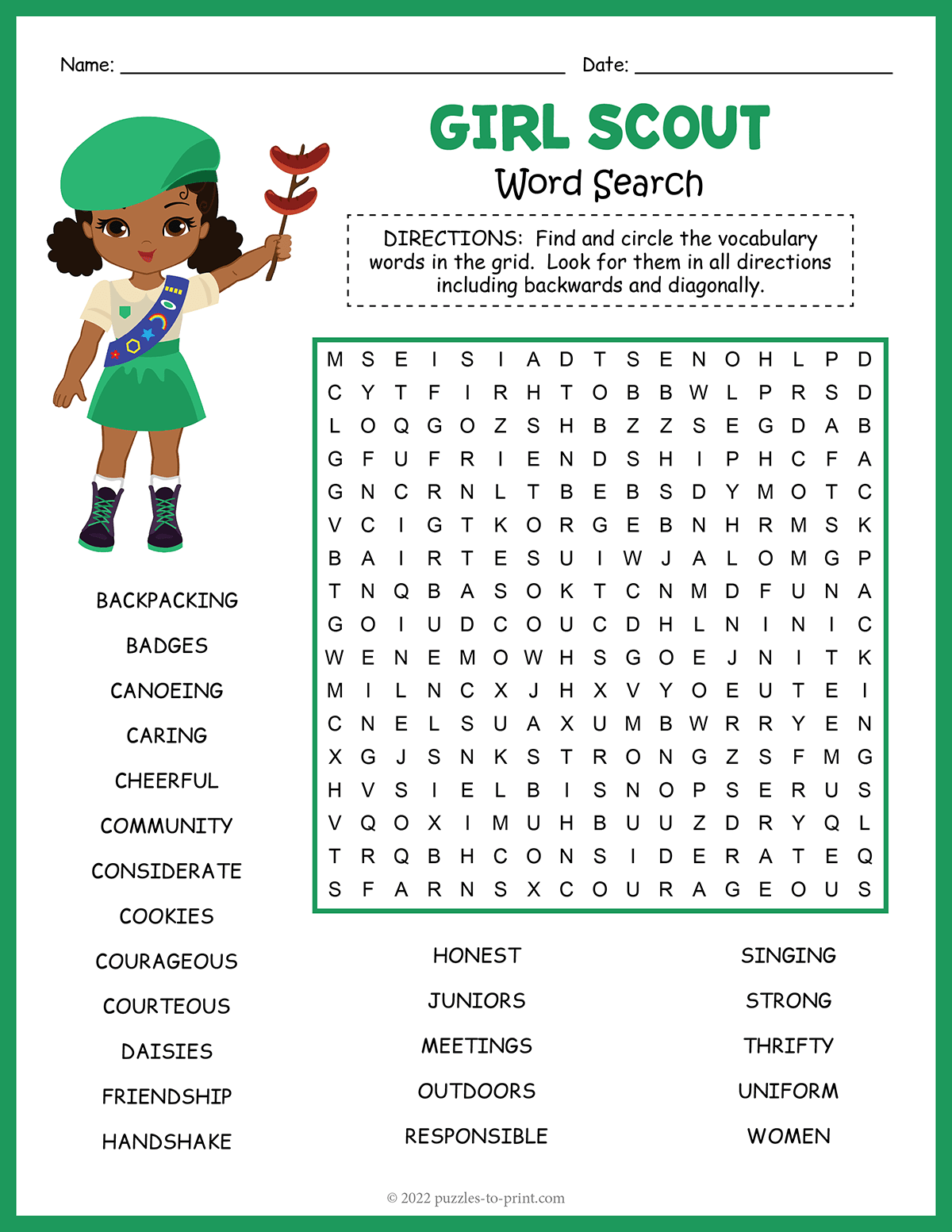 Girl Scout Word Search