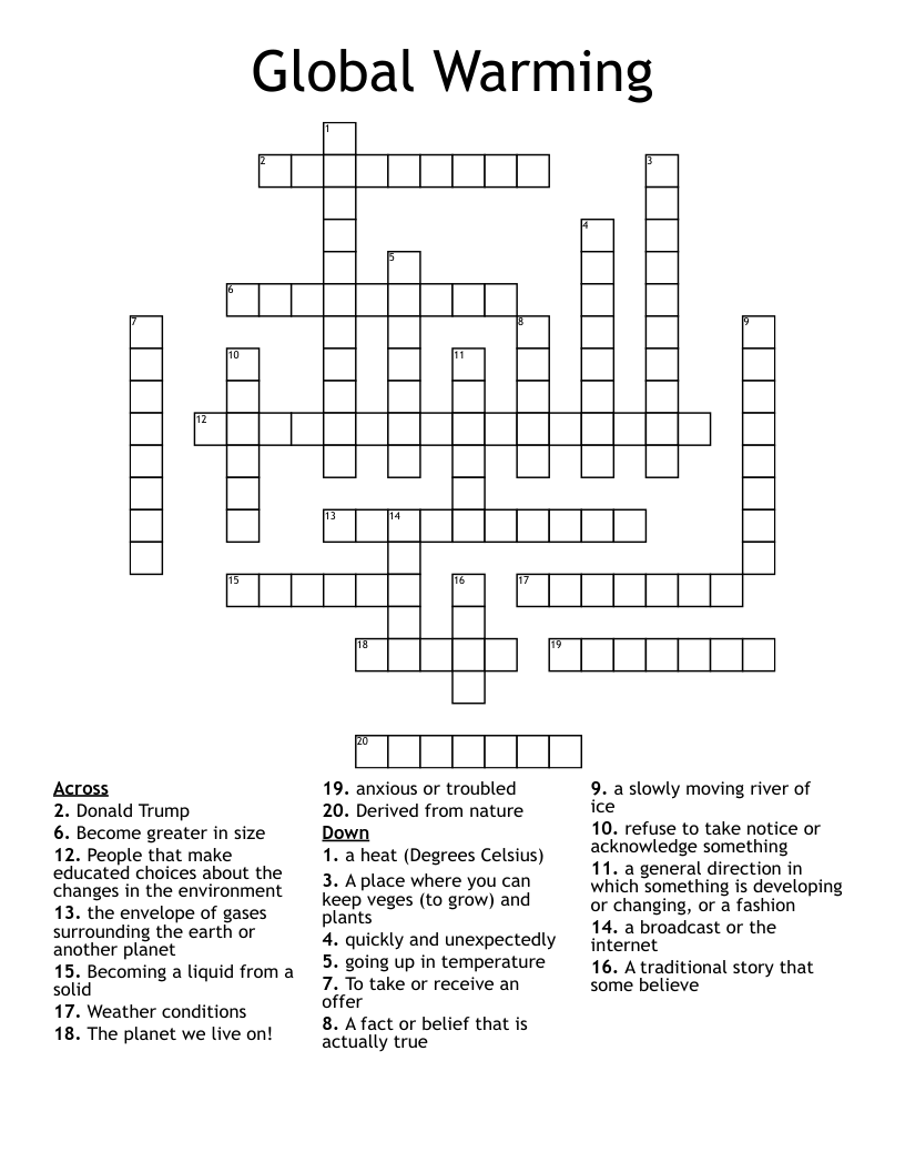 Global Warming Crossword WordMint