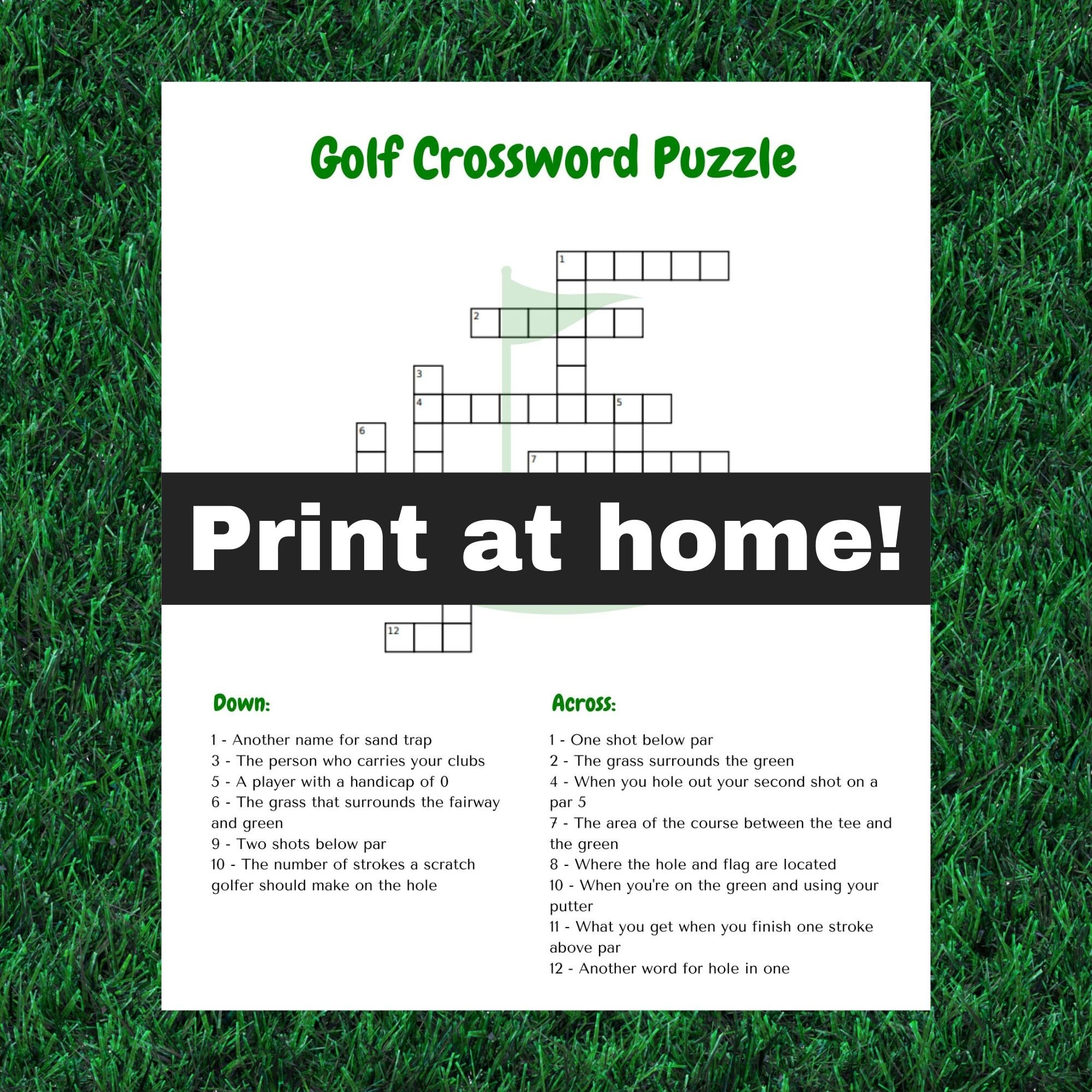Golf Crossword Puzzle 8 5 X 11 Instant Download Printable Etsy
