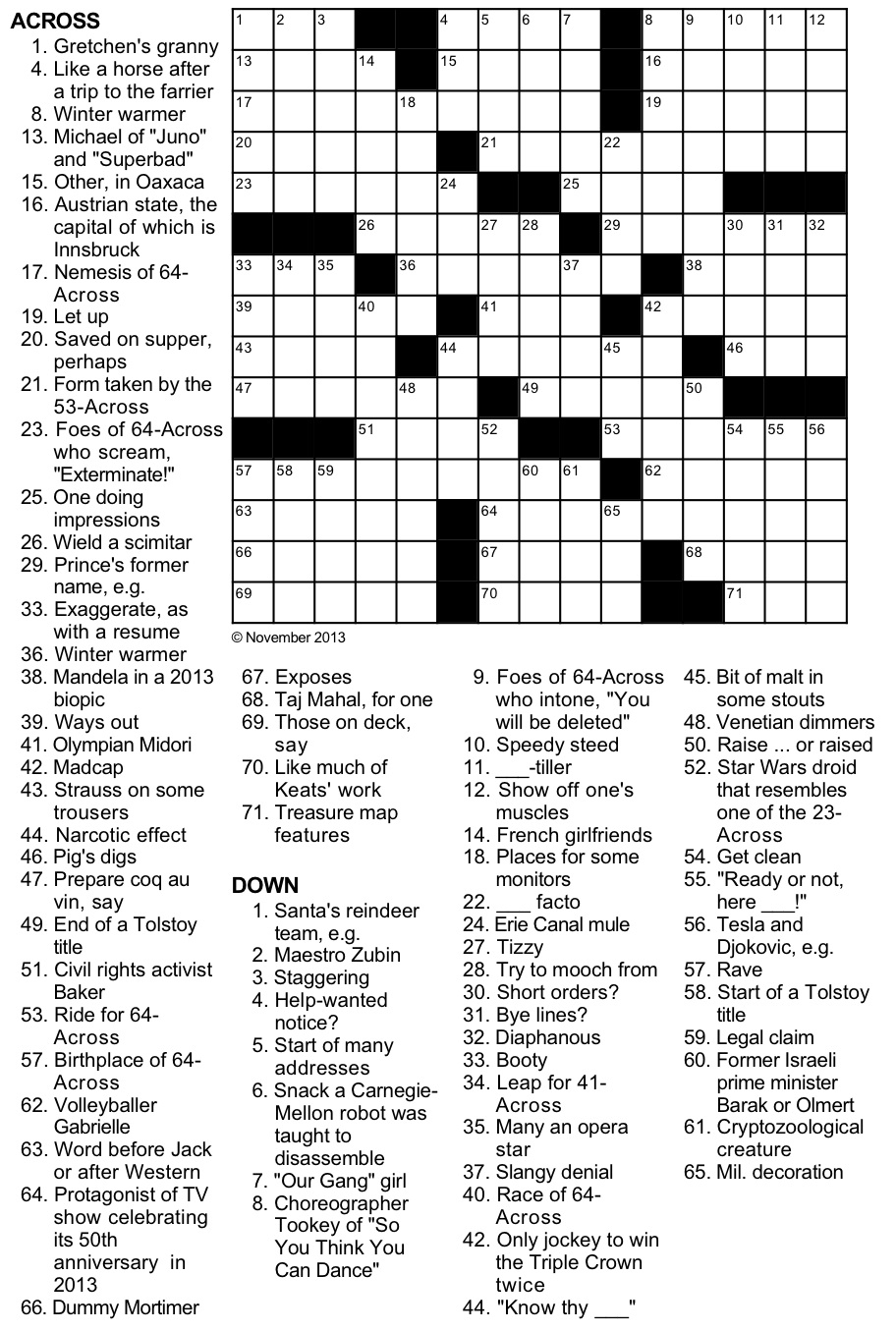 Guess Who Crossword Puzzle