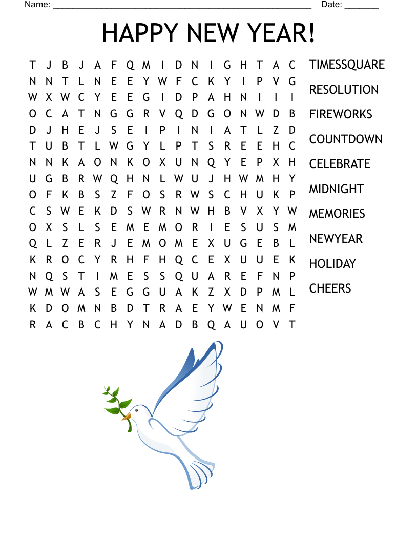 Happy New Year Crossword WordMint