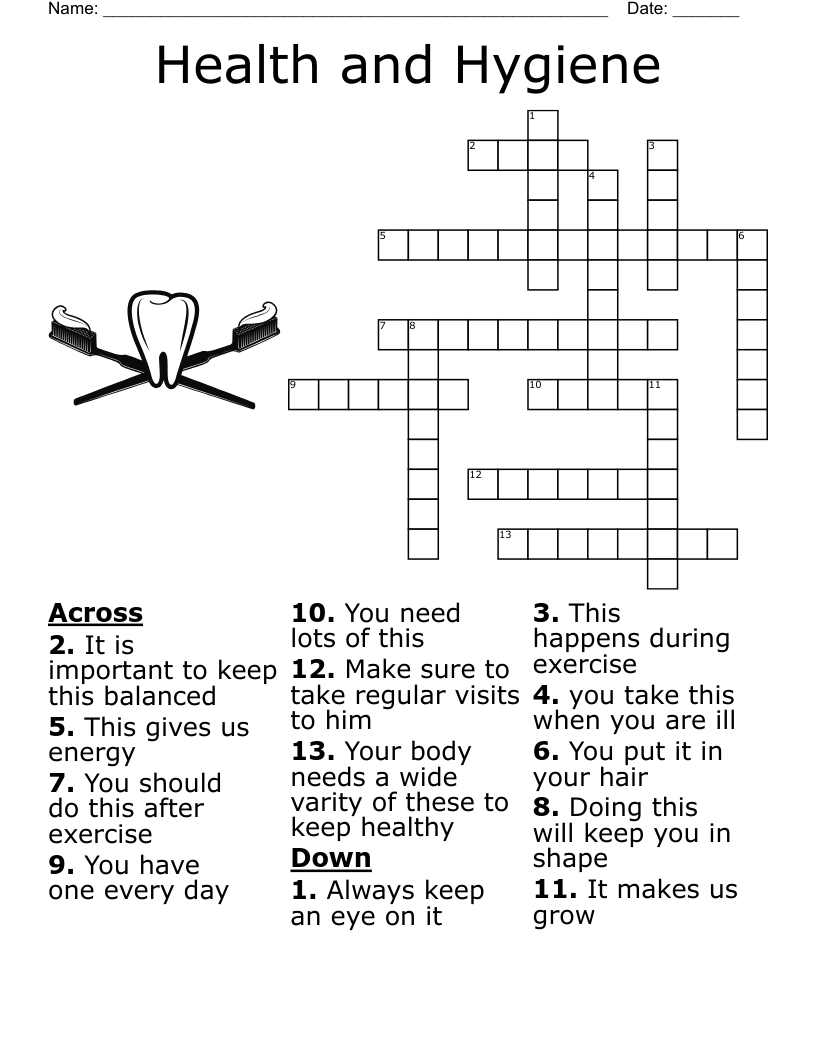 Health And Hygiene Crossword WordMint