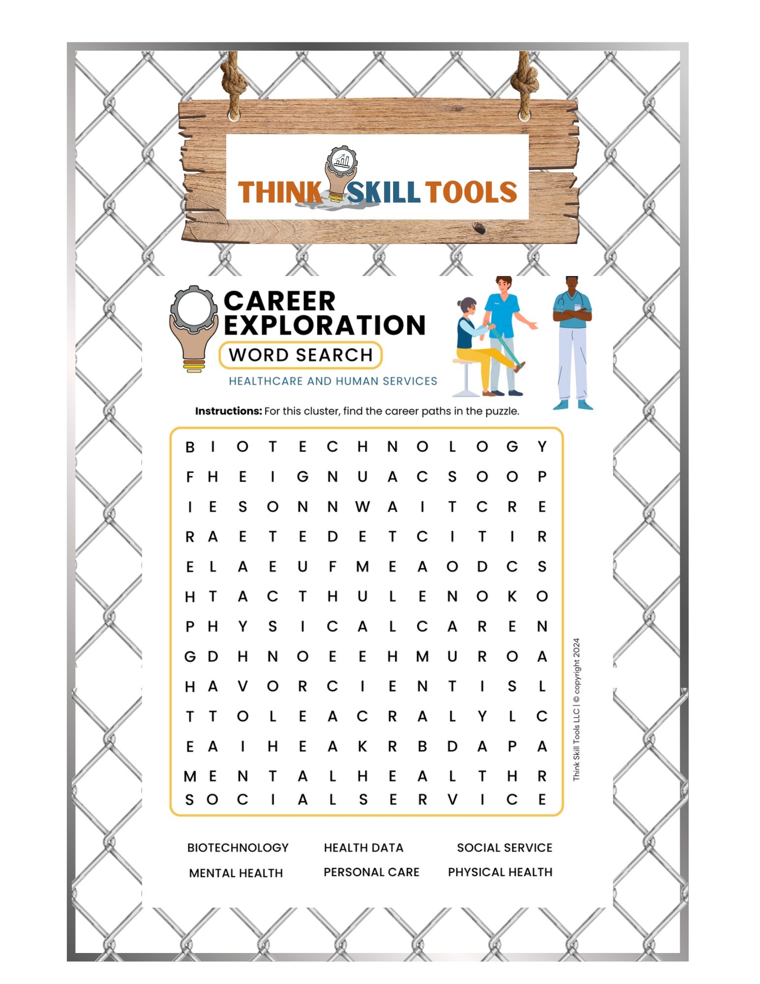 Healthcare And Human Services Crossword Puzzle Think Skill Tools 