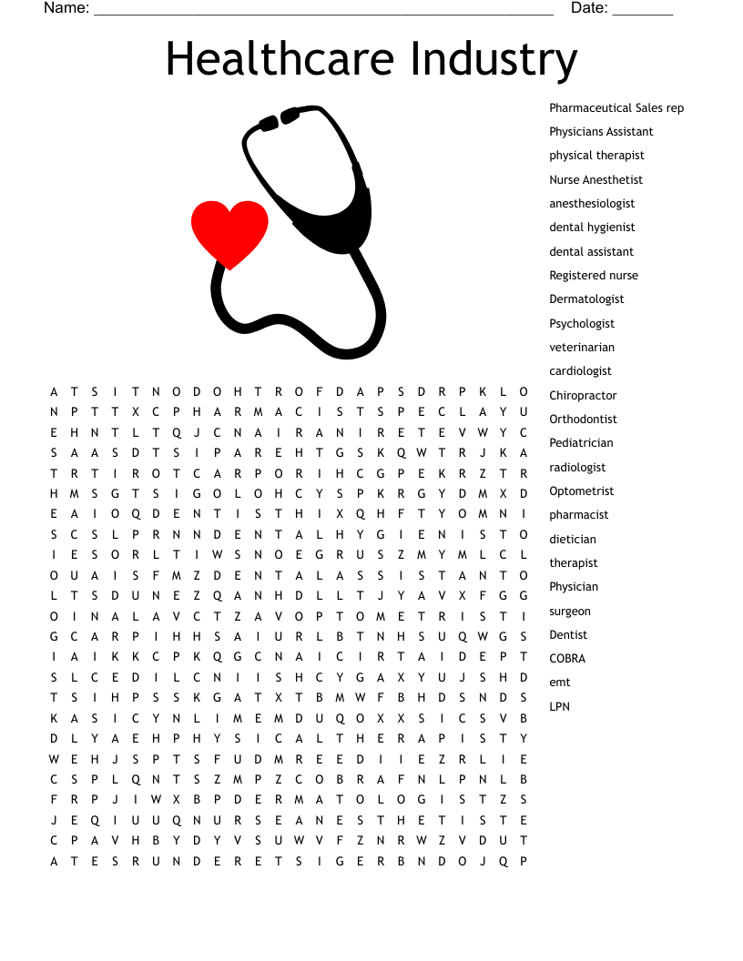 Healthcare Careers Crossword WordMint Healthcare Careers Crossword WordMint