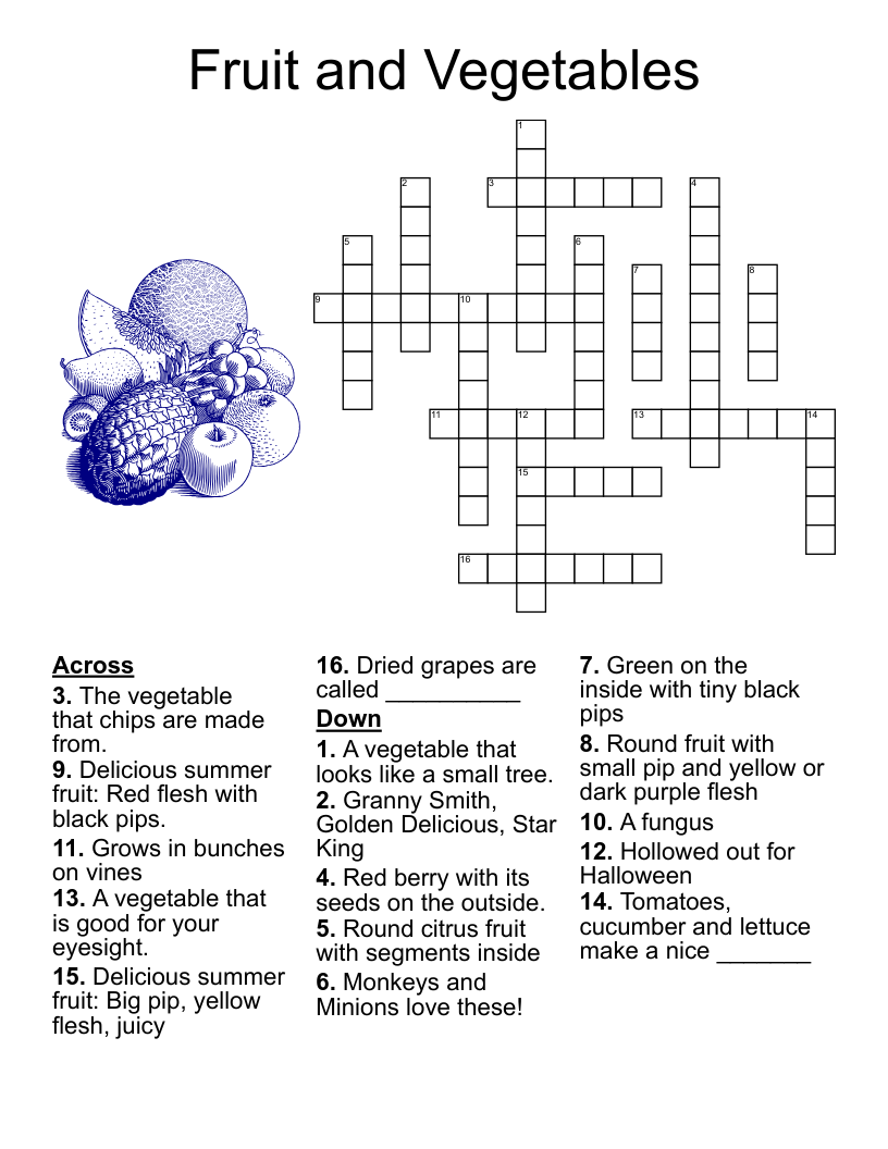 Healthy Eating Crossword WordMint