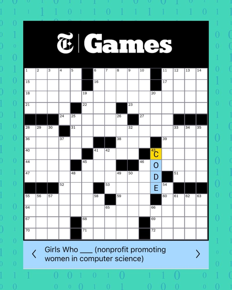 Hint Closing The Gender Gap In Tech Is Always The Answer Thank You So Much The New York Times For Featuring Us In Today s Crossword Puzzle Girls Who Code