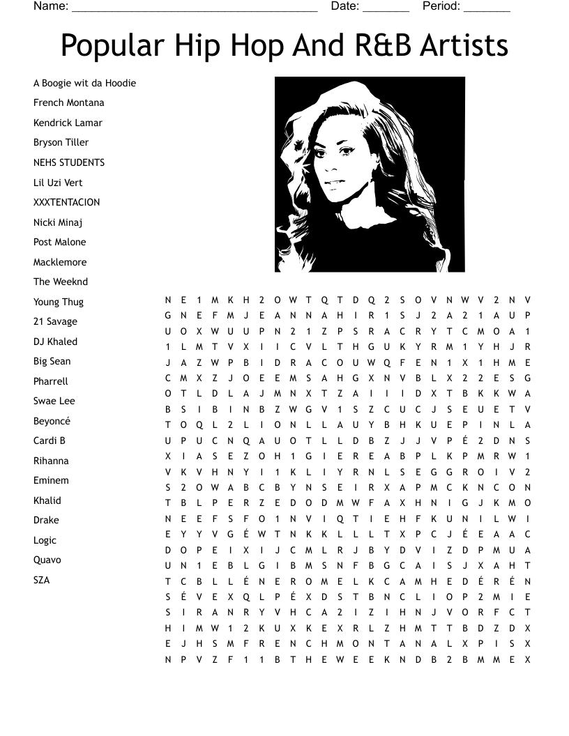 Hip Hop Artists Crossword WordMint