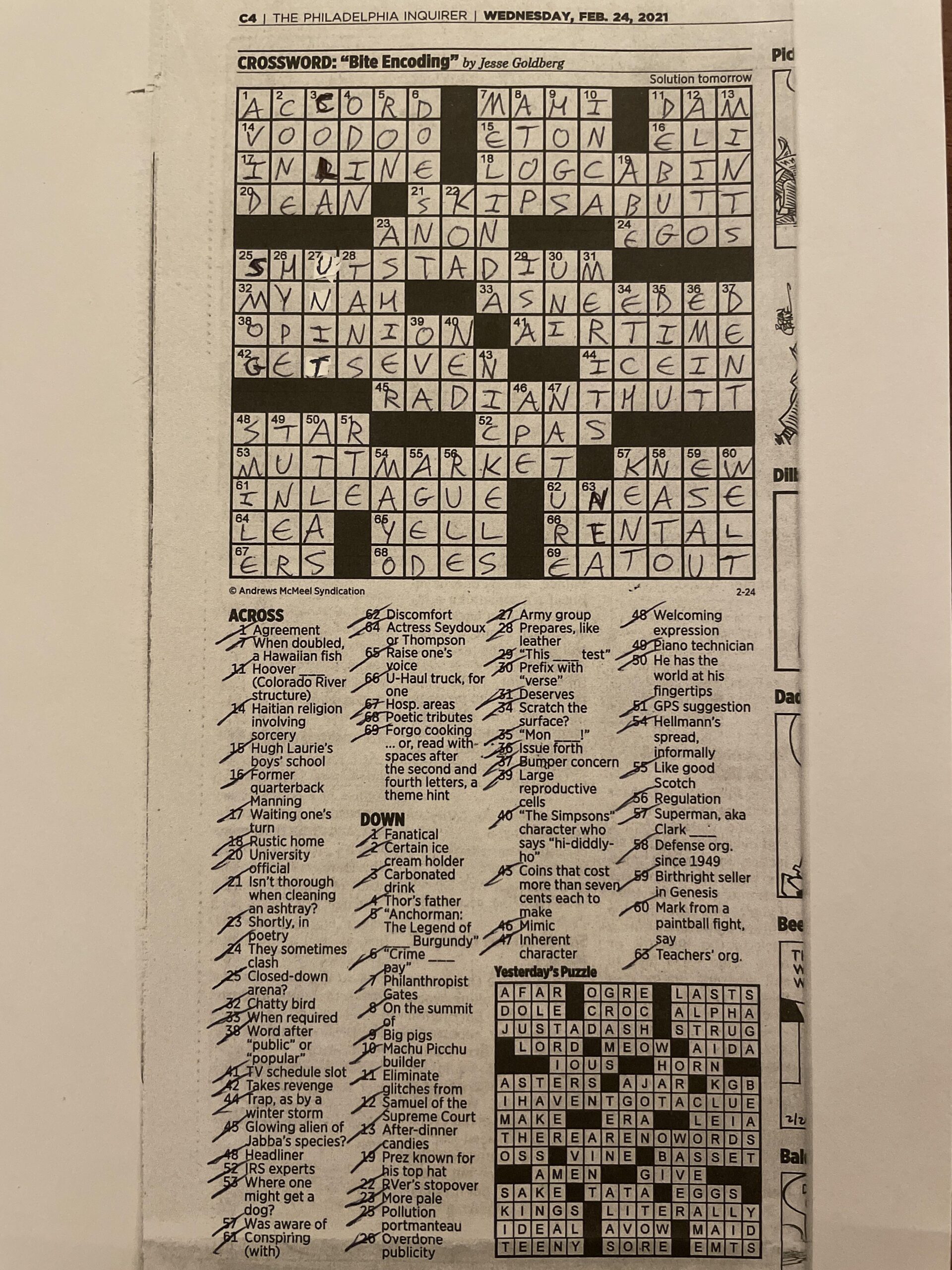 I Don t Get The Overall Clue Today Or 69 Across there Must Be Something To 21 25 45 And 53 Across But I m Not Getting It R crossword