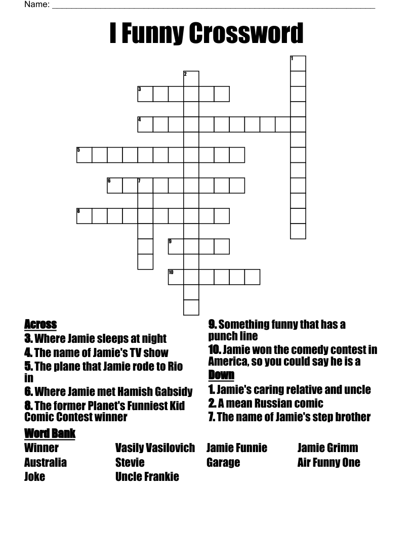 I Funny Crossword WordMint