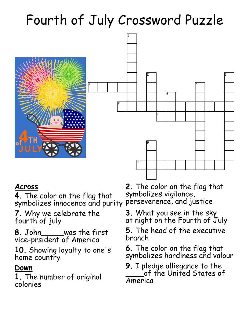 Independence Day Crossword WordMint