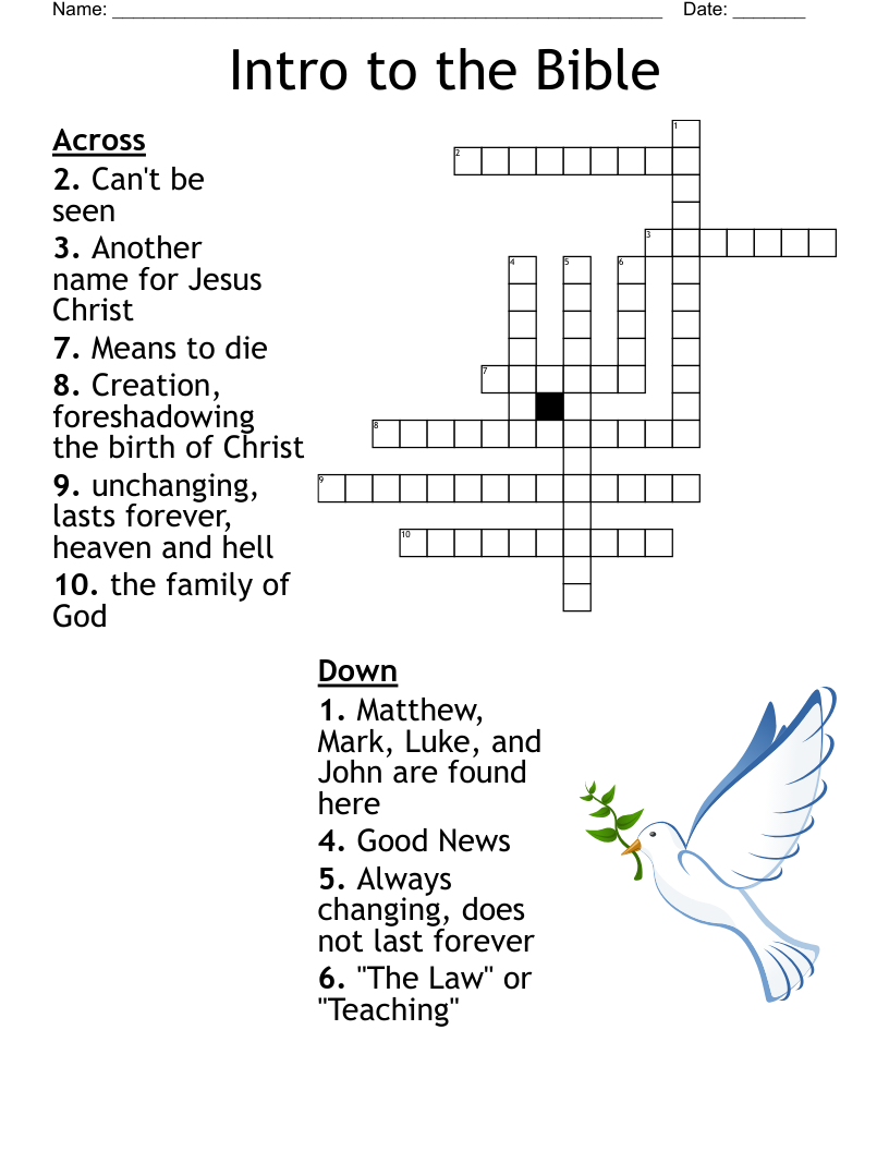 Intro To The Bible Crossword WordMint