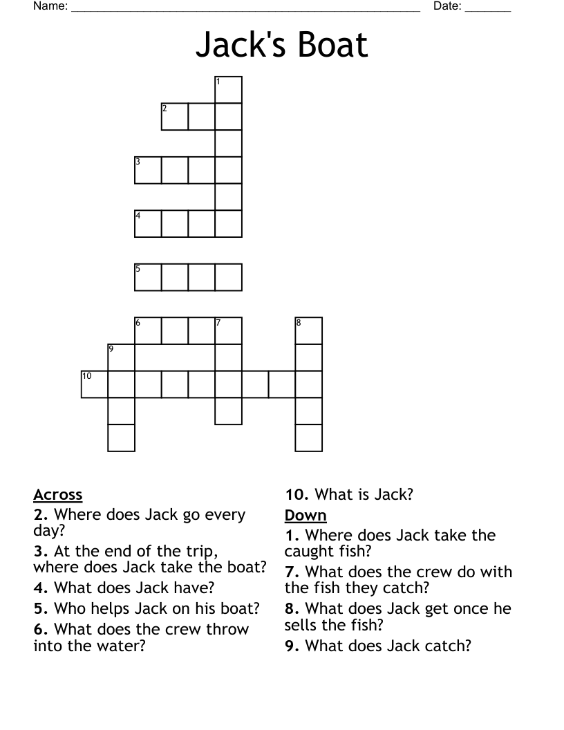 Jack s Boat Crossword WordMint