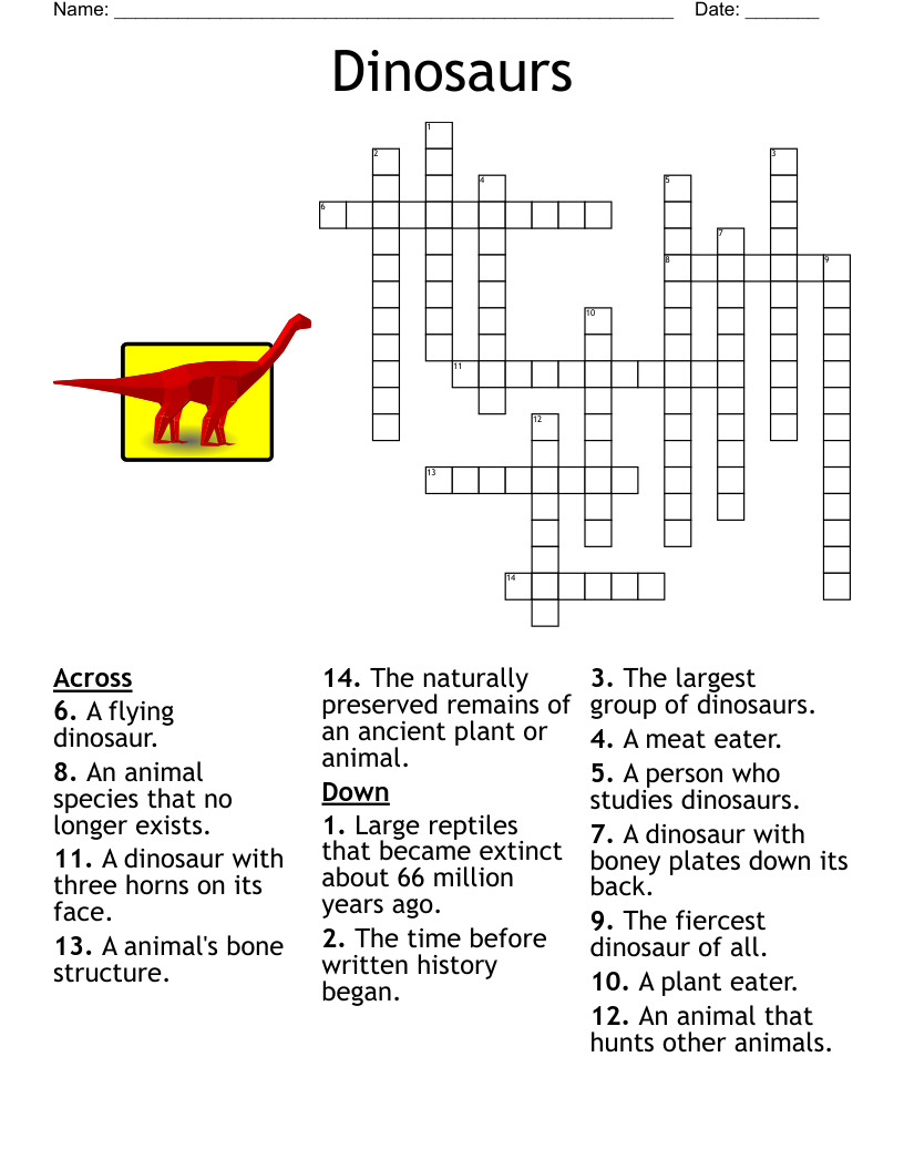 Jurassic Park Project Crossword Puzzle WordMint
