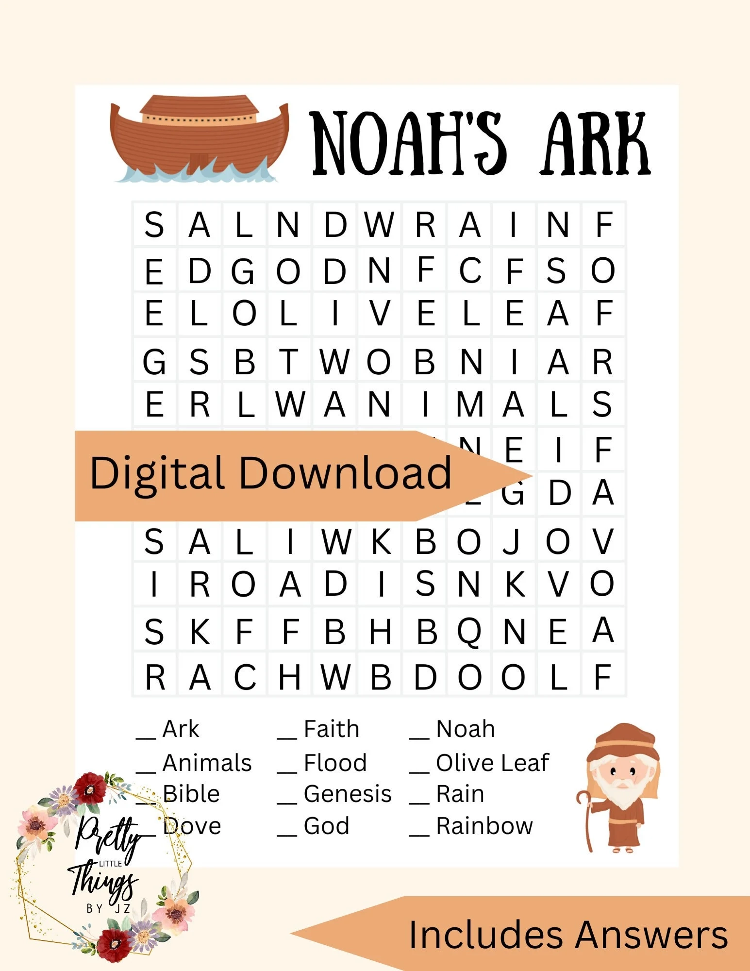 JW Word Search Noah s Ark Activities JW Crossword Puzzles Noah s Ark Word Search Family Worship Projects Etsy