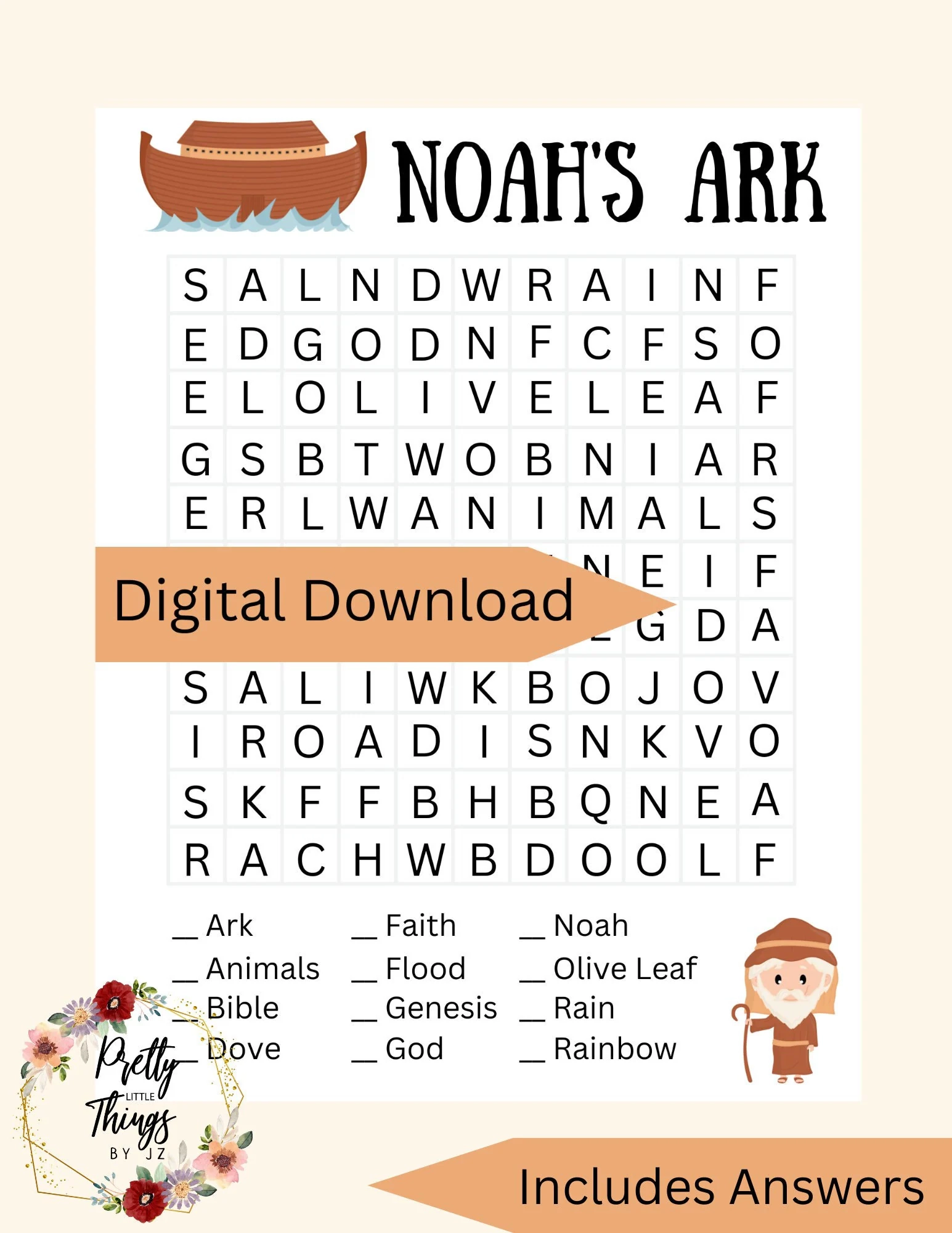 JW Word Search Noah s Ark Activities JW Crossword Puzzles Noah s Ark Word Search Family Worship Projects Etsy