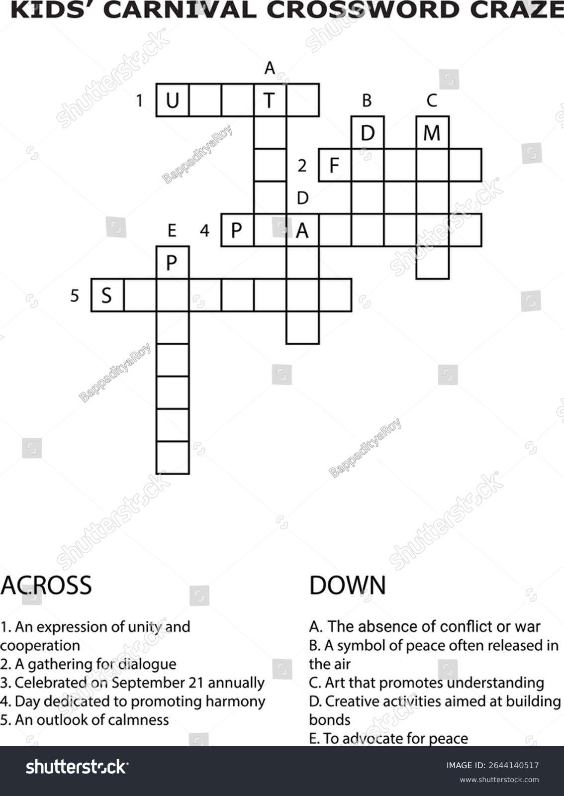 Kids Carnival Crossword Puzzle Background Text Stock Vector Royalty Free 2644140517 Shutterstock