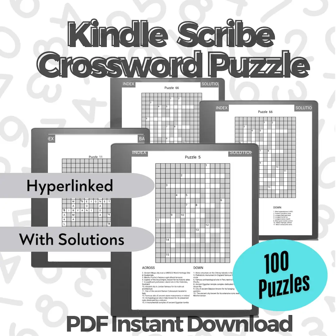 Kindle Scribe Crosswords Interactive Puzzle Hyperlinked PDF Printable Template Clickable PDF Template Digital Download 100 Games Printable Etsy