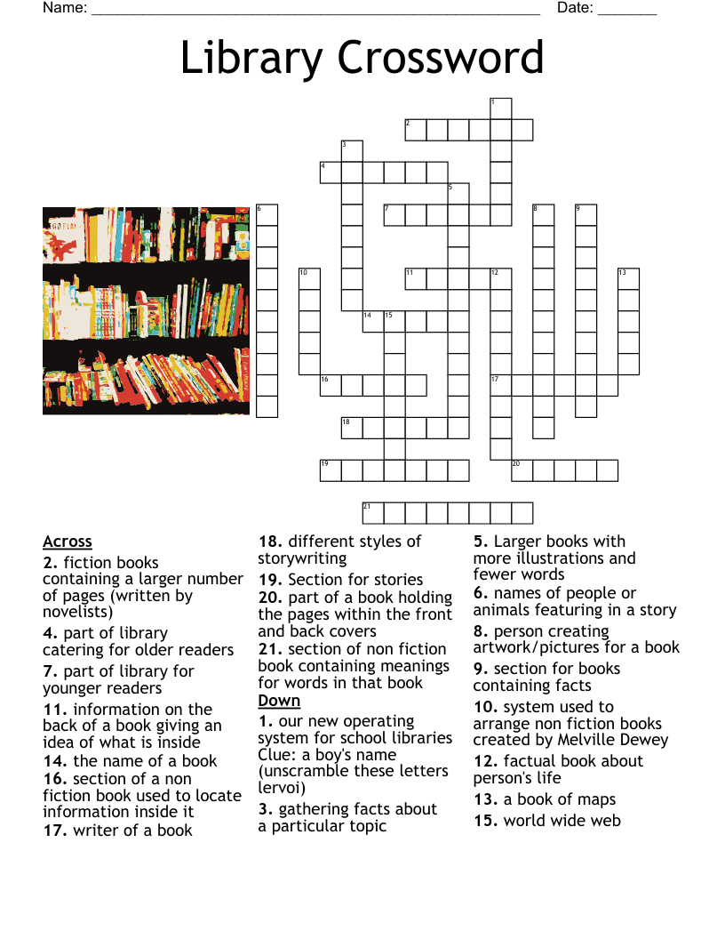 KPS Grade 6 Library Crossword WordMint