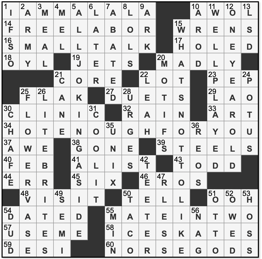 L A Times Crossword Corner Saturday January 3 2026 Dr Kyle Dolan