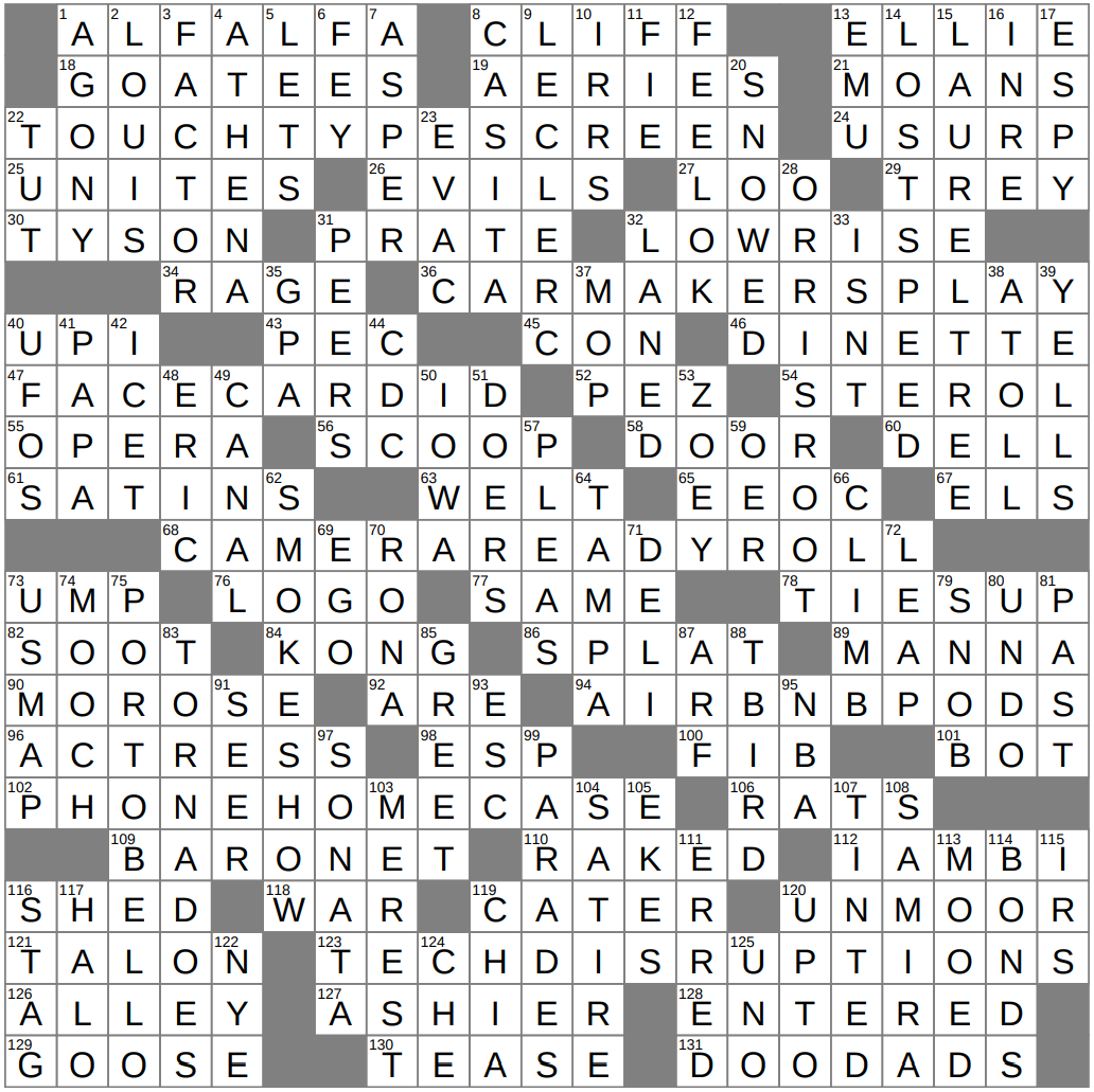 LA Times Crossword 1 Mar 26 Sunday LAXCrossword