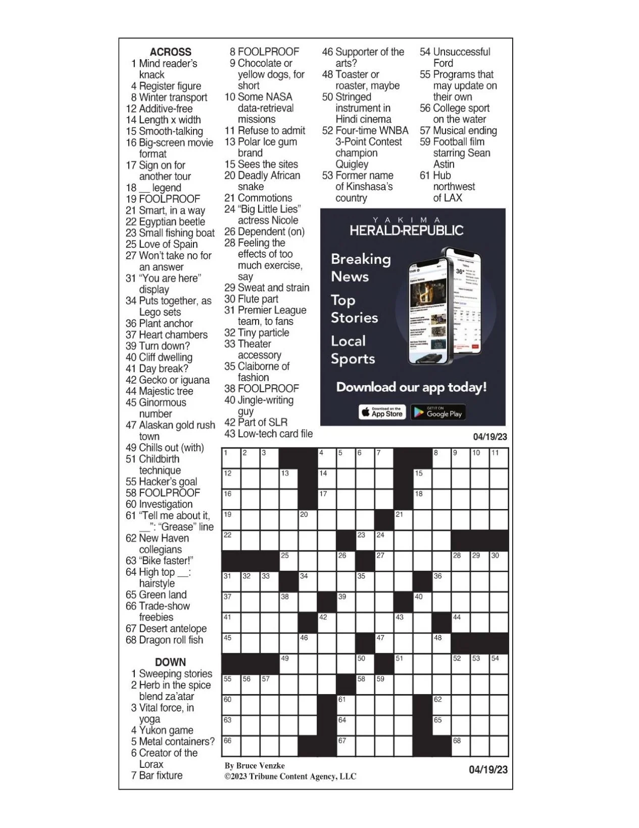 LA Times Crossword April 19 2023 Crosswords Yakimaherald