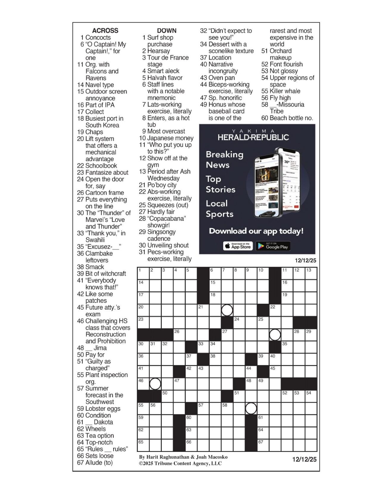 LA Times Crossword Dec 12 2025 Crosswords Yakimaherald LA Times Crossword Dec 12 2025 Crosswords Yakimaherald
