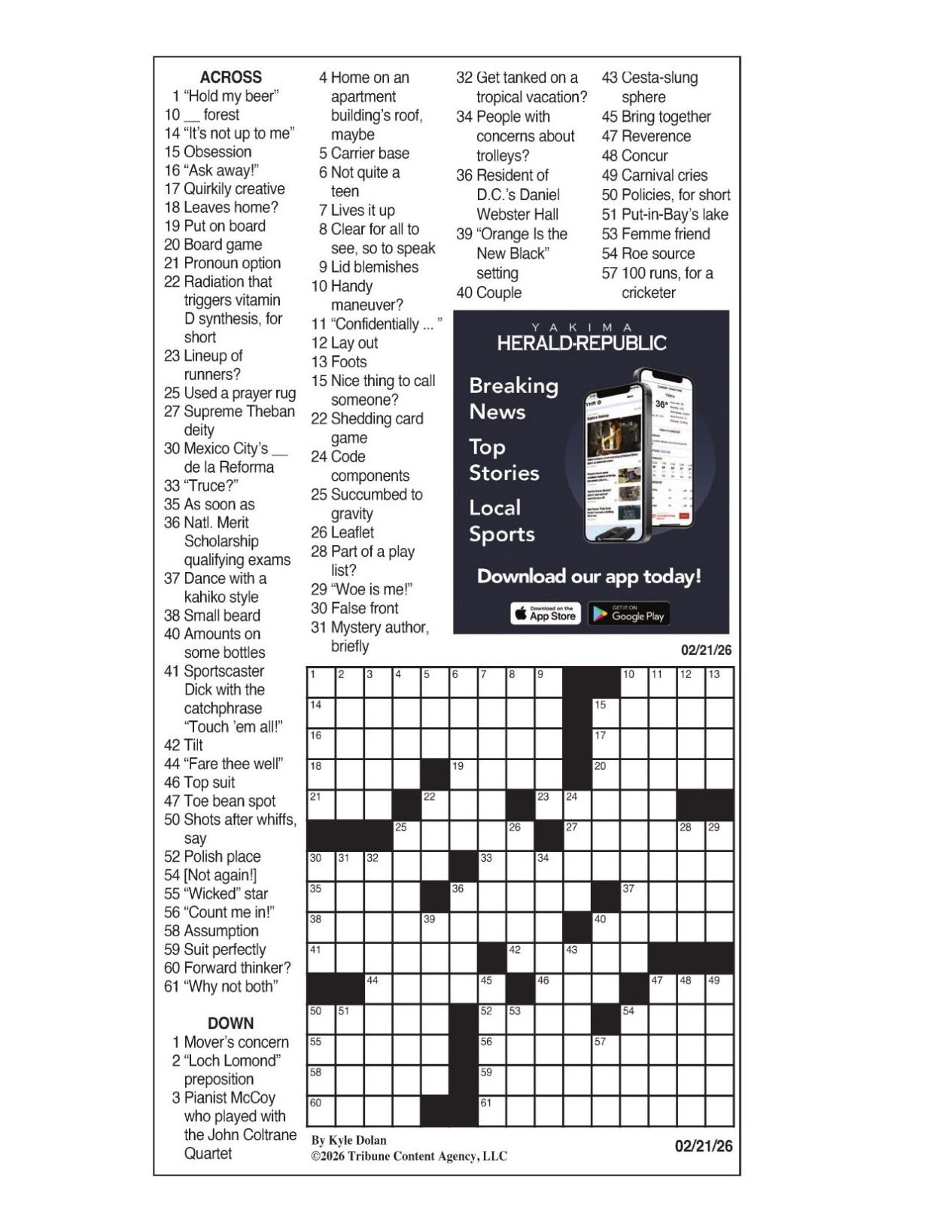 LA Times Crossword Feb 21 2026 Crosswords Yakimaherald