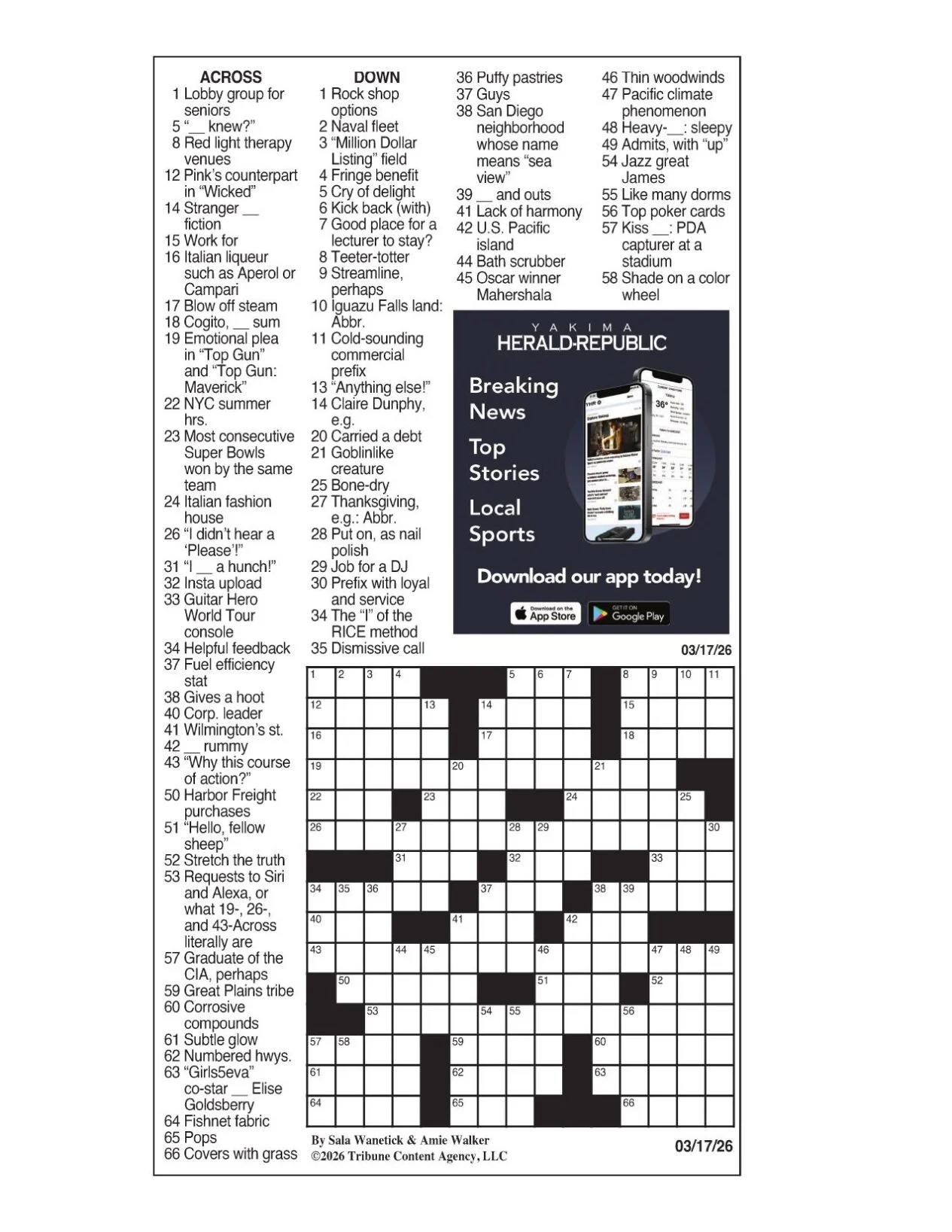 LA Times Crossword March 17 2026 Crosswords Yakimaherald LA Times Crossword March 17 2026 Crosswords Yakimaherald