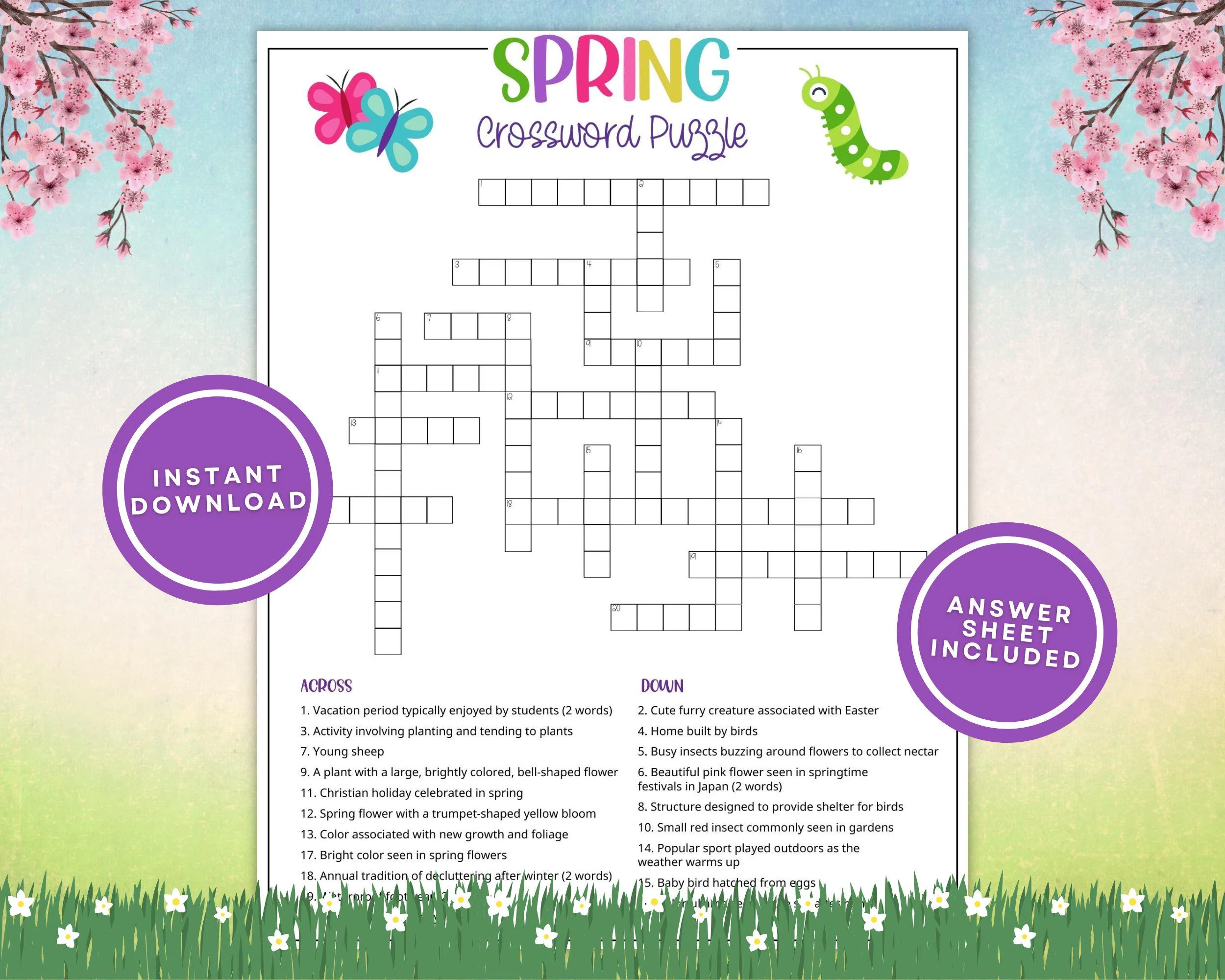 Large Paper Crossword Puzzle Etsy