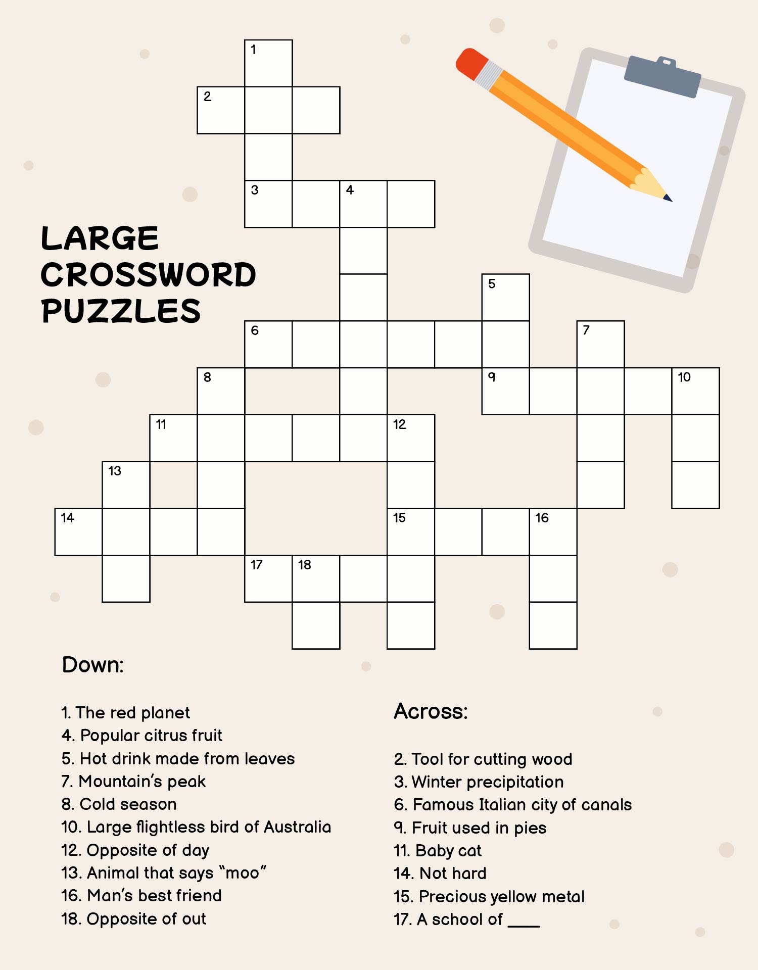Large Print Easy Crossword Puzzles 10 Free PDF Printables Printablee