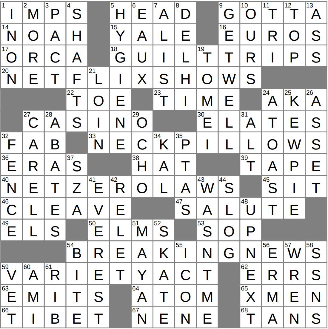 LAXCrossword Answers To The Los Angeles Times Crossword