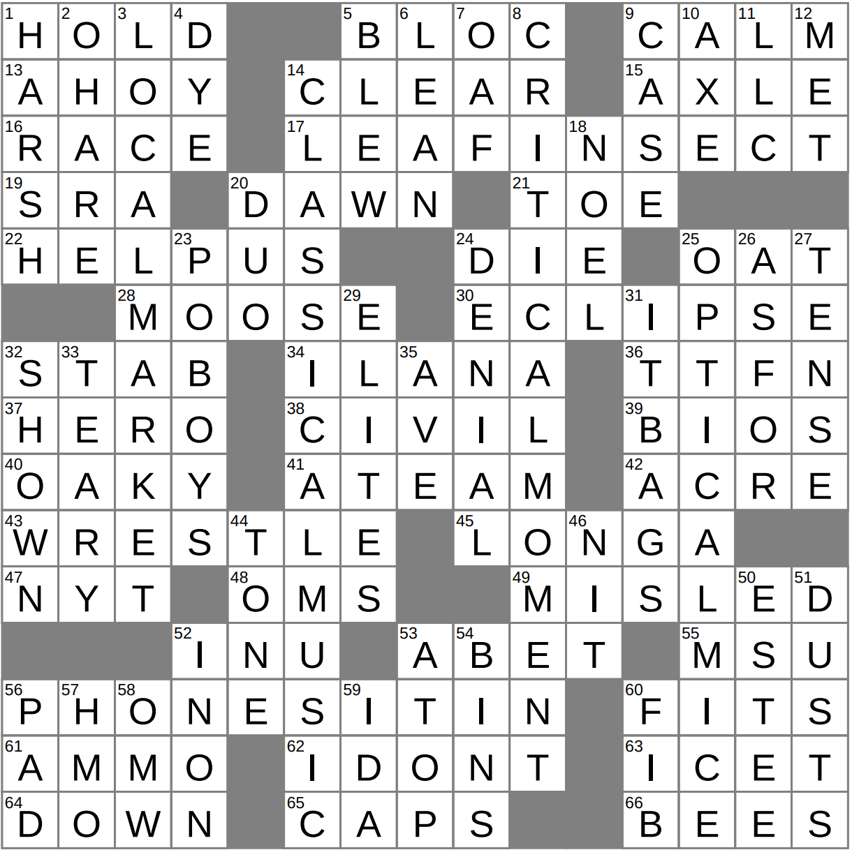LAXCrossword Answers To The Los Angeles Times Crossword