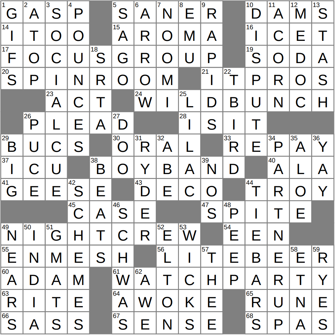 LAXCrossword Answers To The Los Angeles Times Crossword