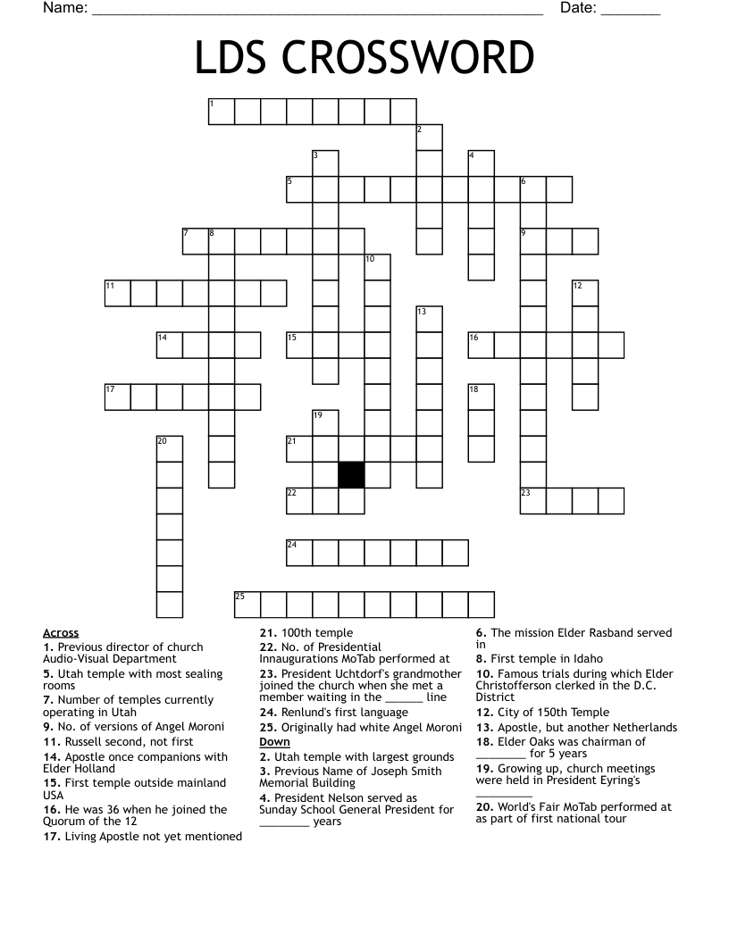 LDS CROSSWORD WordMint