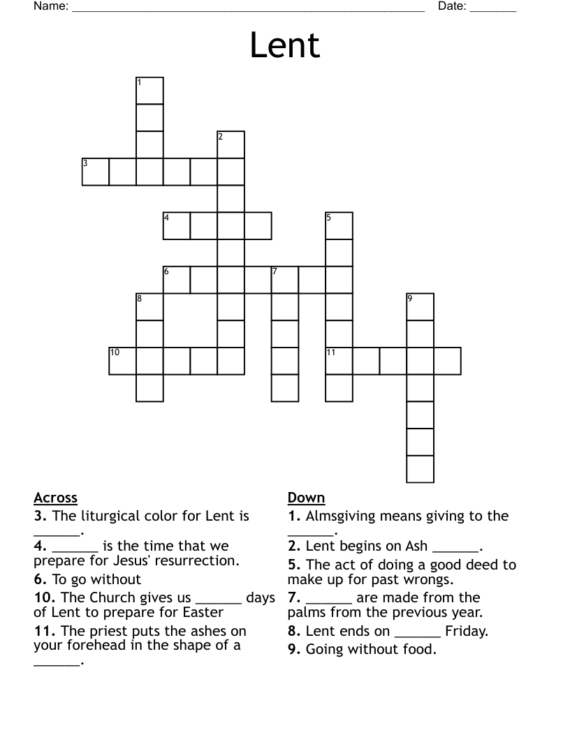 Lent Crossword WordMint