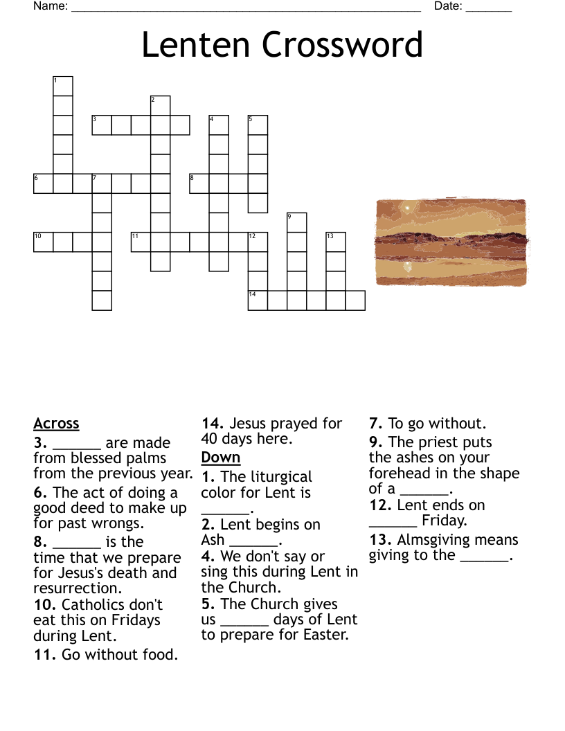 Lenten Season Crossword WordMint