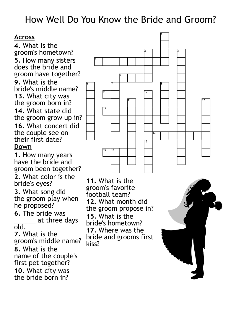 Leslie s Bridal Shower Crossword Puzzle WordMint