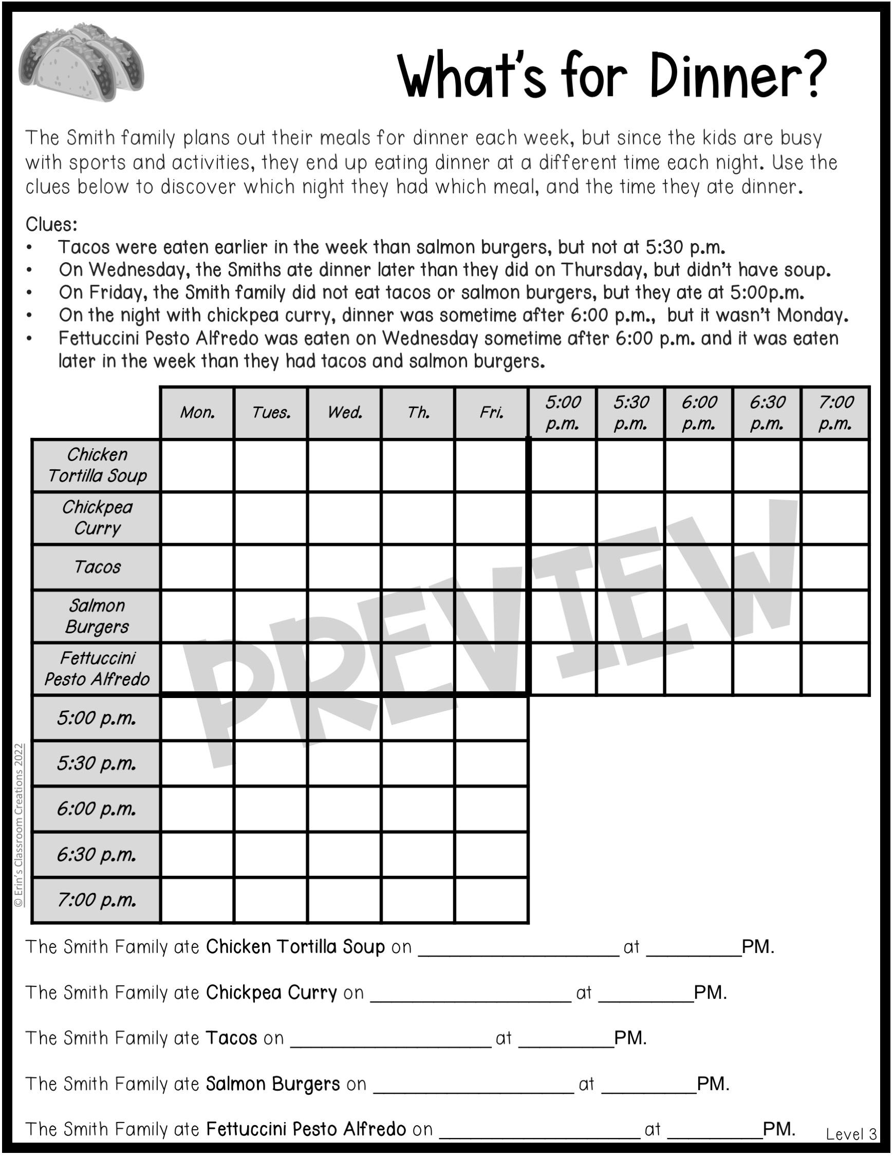 Level 3 Logic Puzzles Made By Teachers