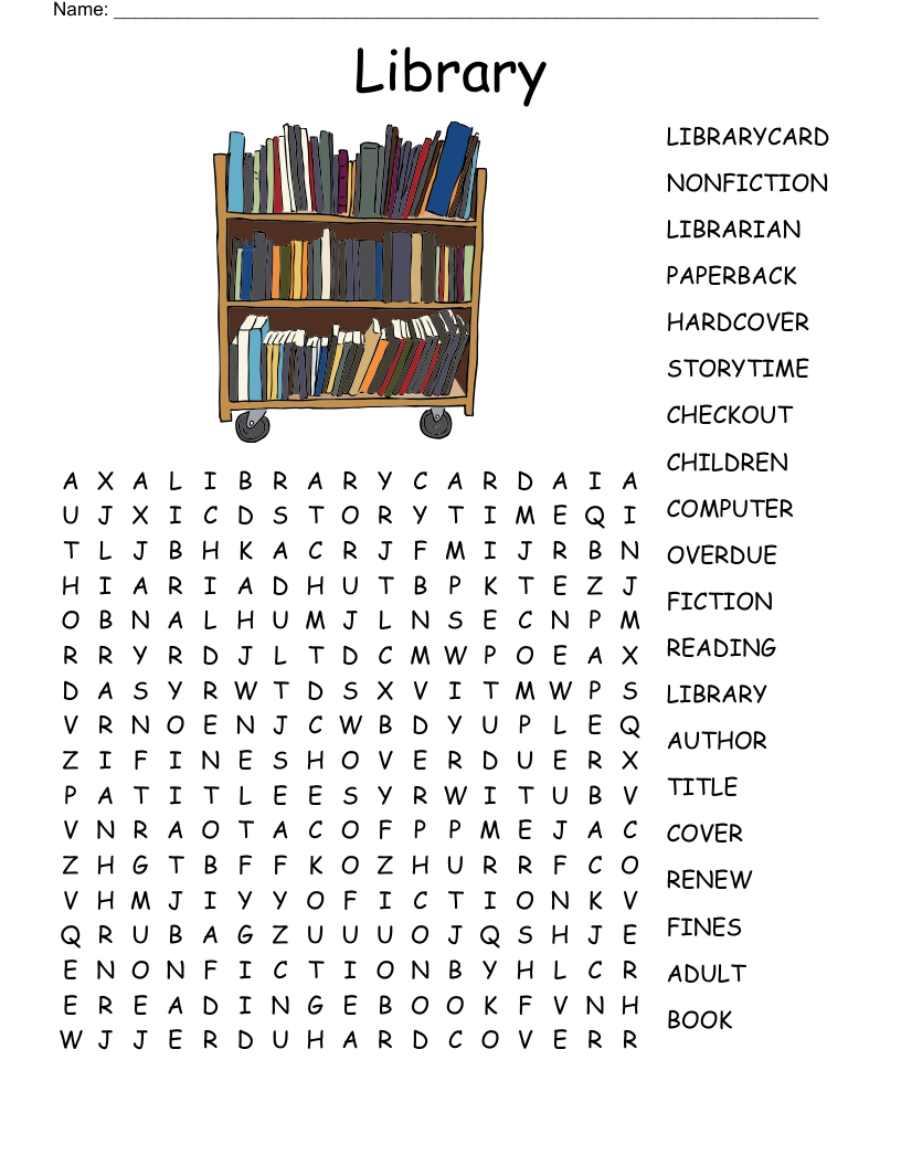 Library Word Search Printable Printable Study Planner