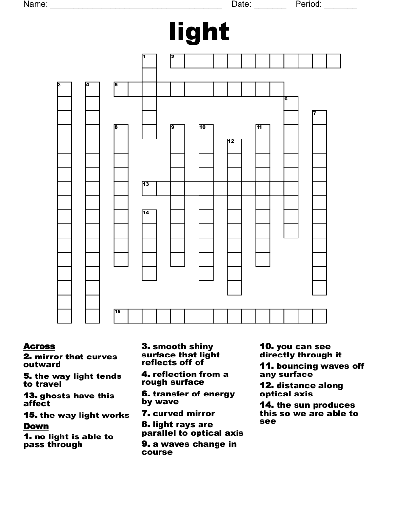 Light Crossword WordMint
