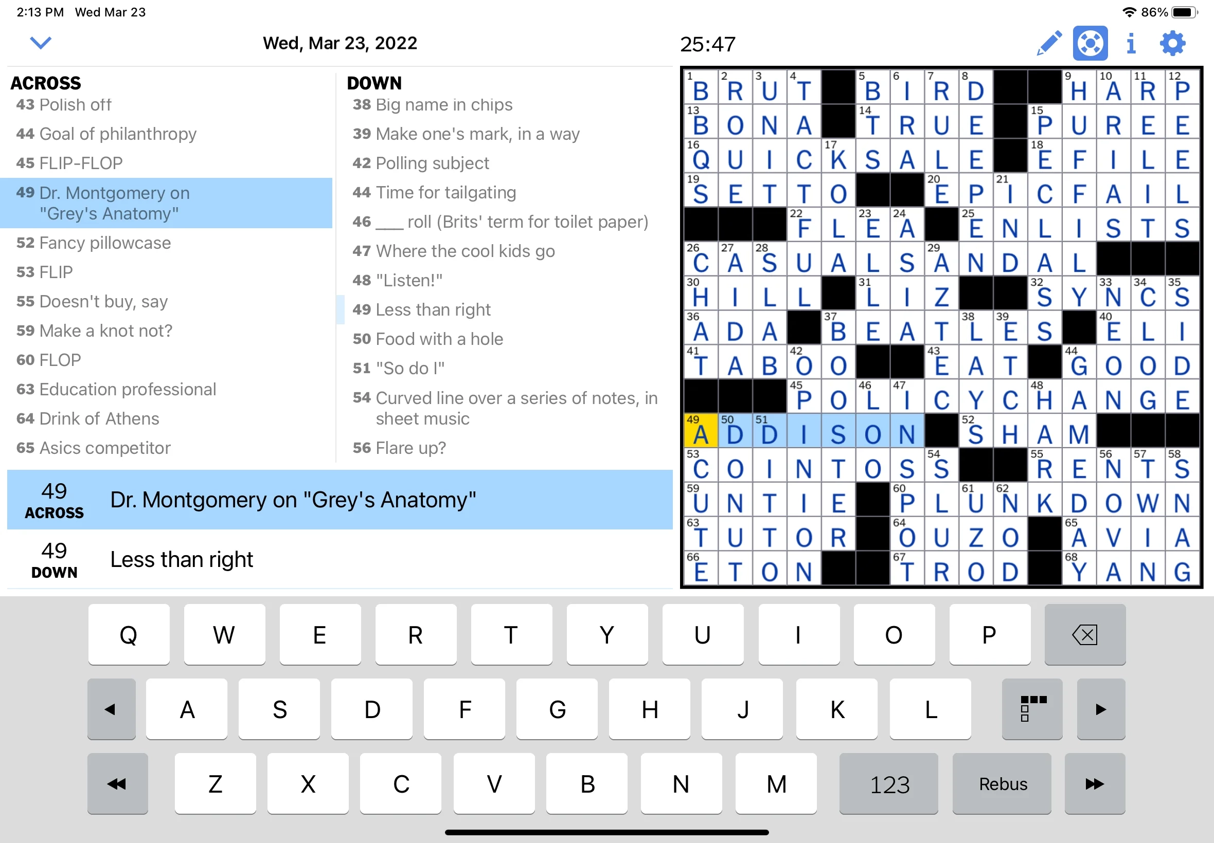 Look Who Showed Up As A Clue In Today s NYT Crossword R greysanatomy