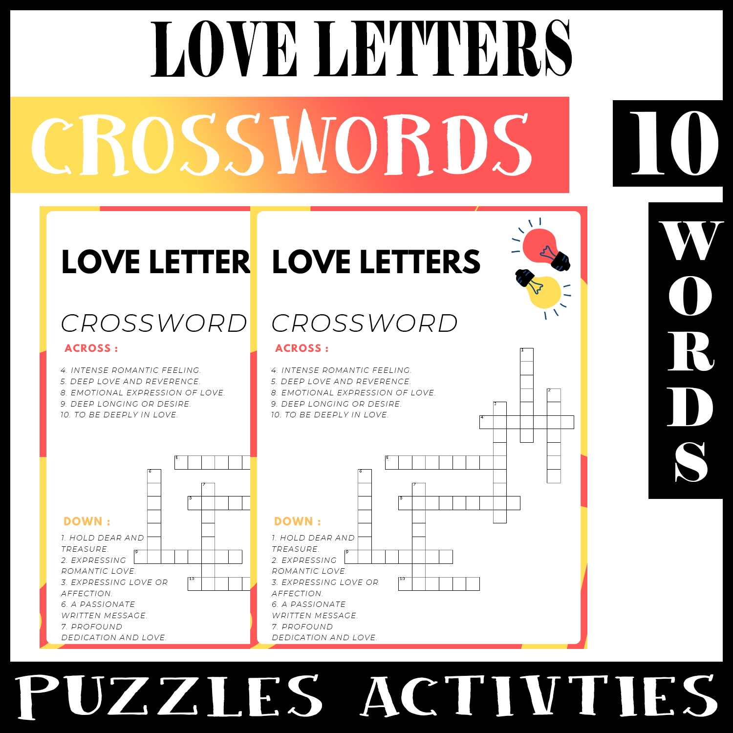 Love Letters No Prep Crossword Puzzle Worksheet Activity For Morning Work Made By Teachers