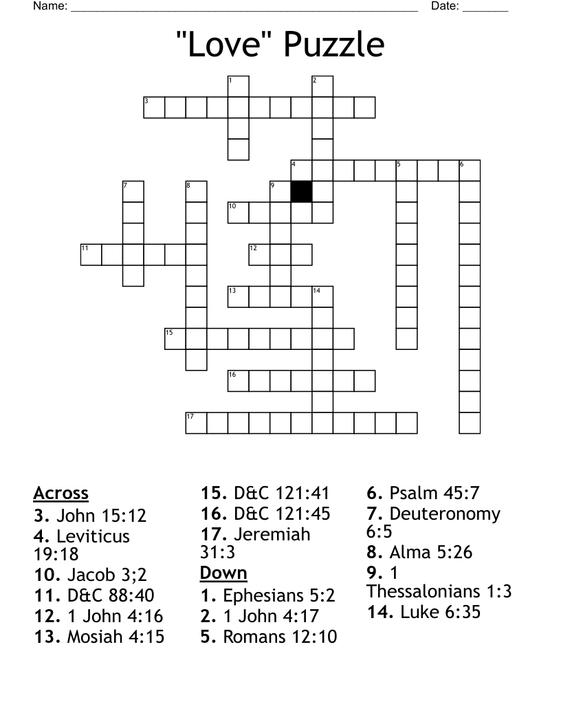 Love Puzzle Crossword WordMint