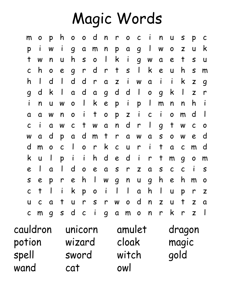 Magic Words Word Search WordMint