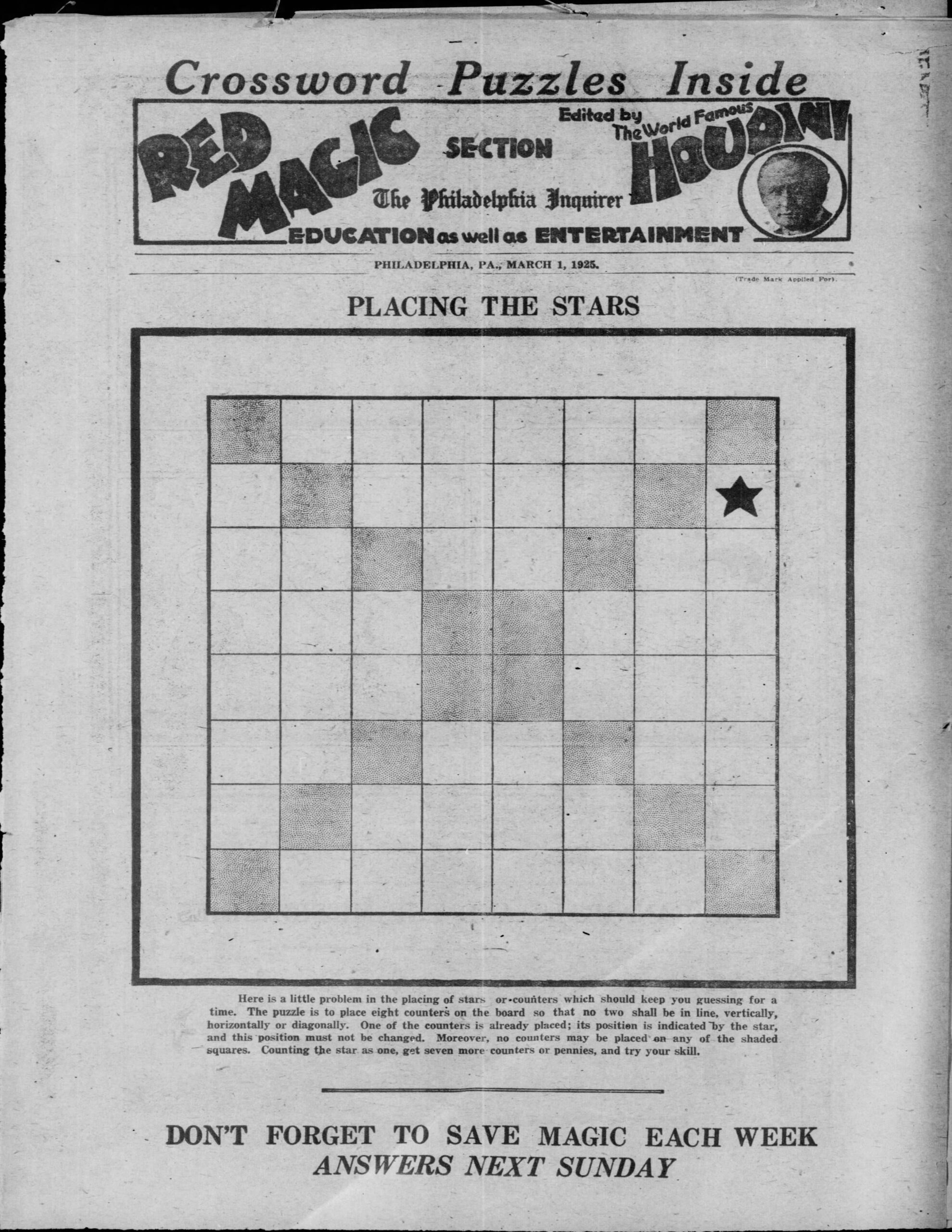Mar 1 1925 There Were Eight Pages Of Puzzles In The Sunday Edition Of The Philadelphia Inquirer Here s All Eight R 100yearsago