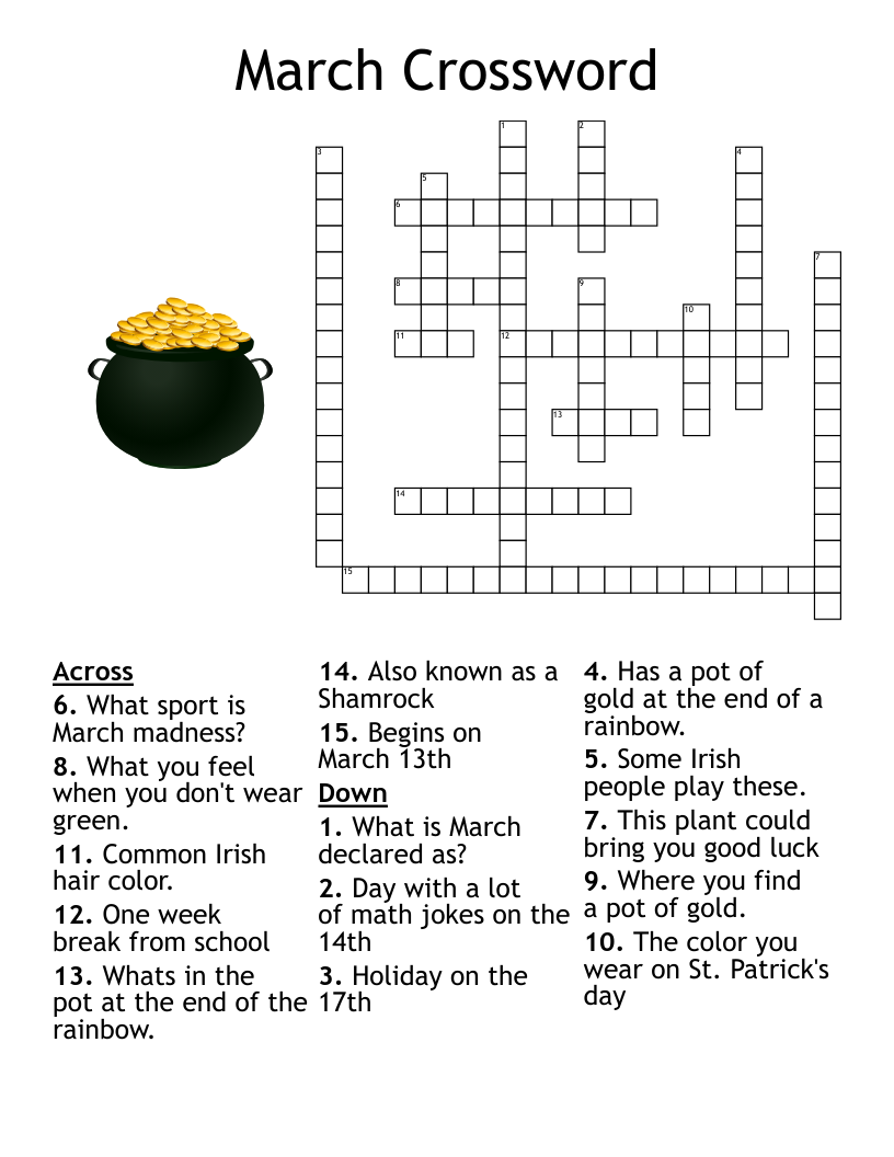 March Crossword Puzzle WordMint