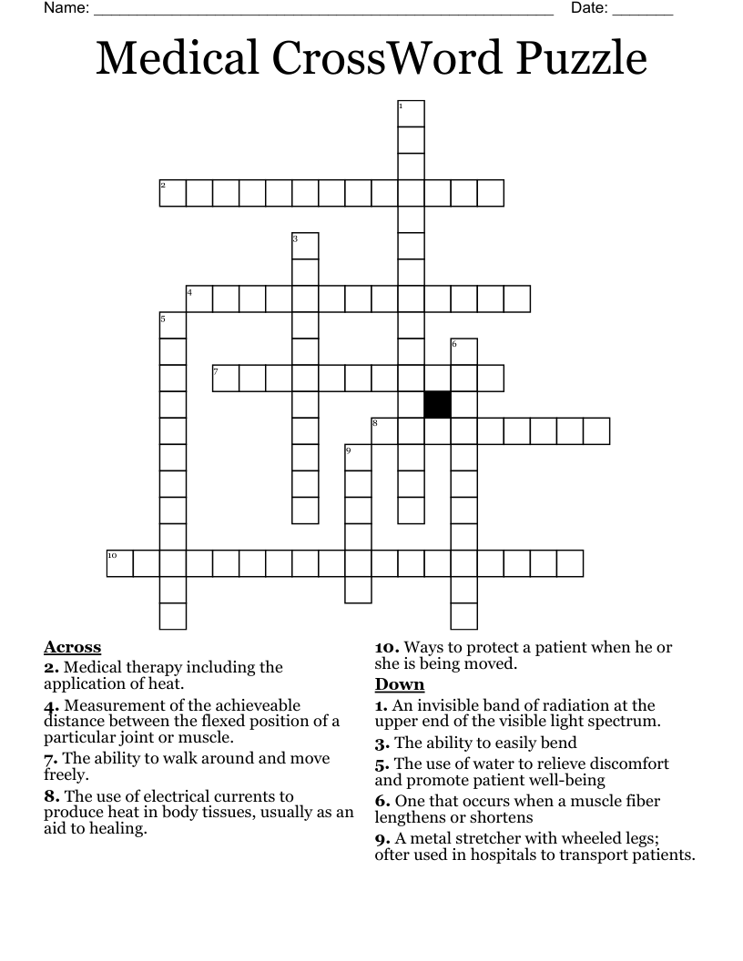 Medical CrossWord Puzzle WordMint