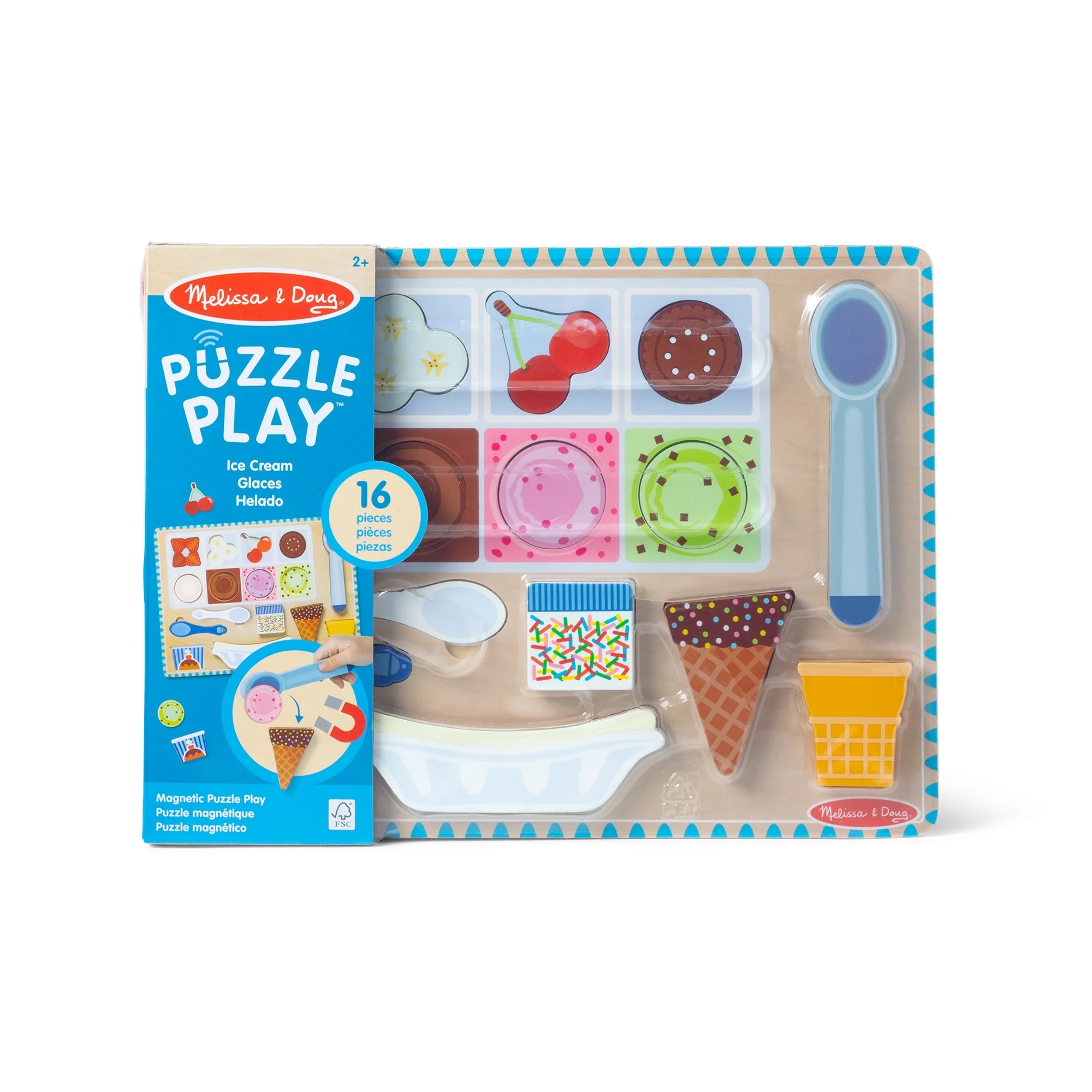Melissa Doug Ice Cream Wooden Magnetic Puzzle Play Set 16 Magnet Pieces Play Food Toy For Boys And Girls Ages 2 Walmart Business Supplies