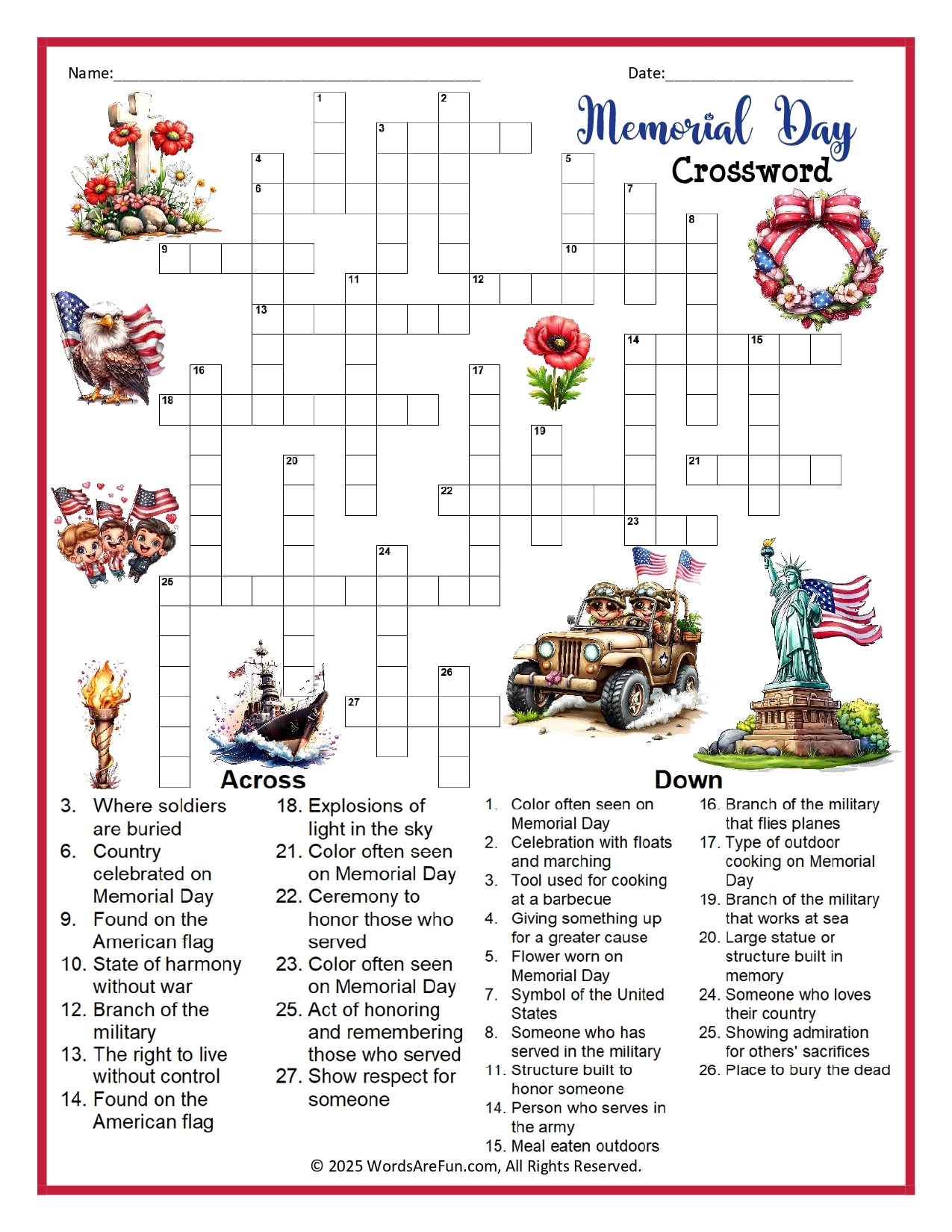 Memorial Day Crossword Puzzle Memorial Day Crossword Puzzle